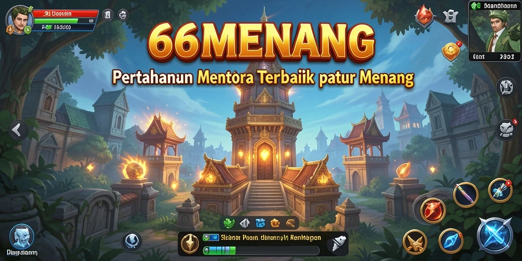 Tangkapan layar utama 66MENANG menunjukkan aksi intens di medan perang Tower Defense.