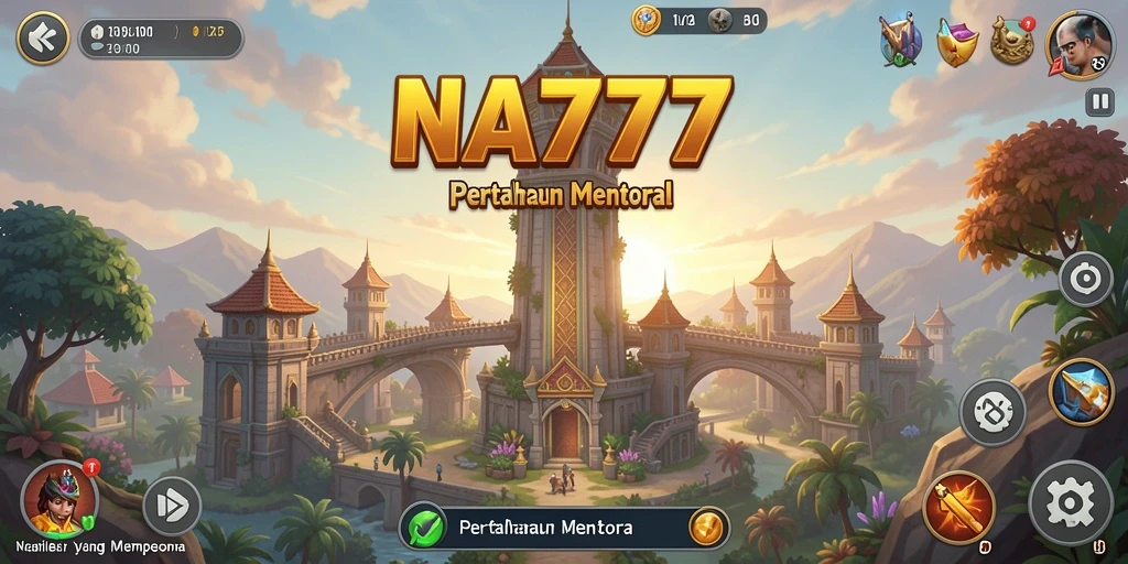 Screenshot gameplay NA777 menampilkan aksi Tower Defense yang intens.