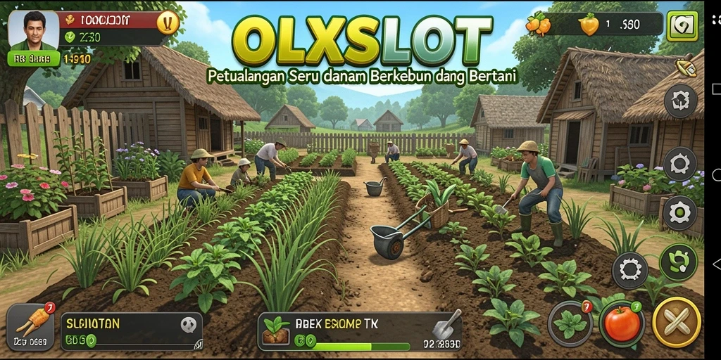 Tampilan permainan OLXSLOT yang menarik dengan kebun penuh warna.