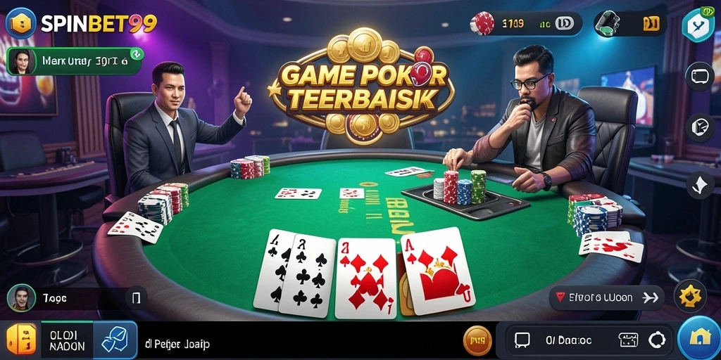Screenshot utama SPINBET99 menampilkan gameplay poker yang seru.